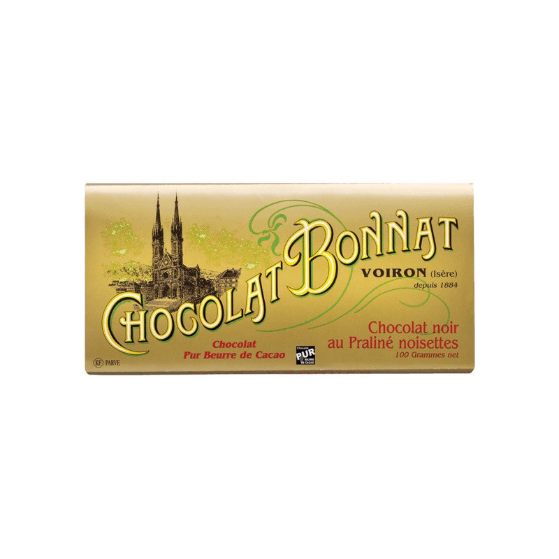 Chocolat Bonnat Noir au praliné noisette